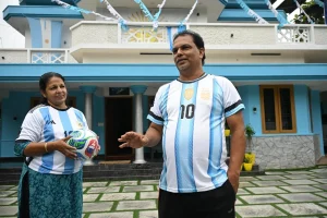 Football fans in Kerala transform their homes into colourful tributes to their teams