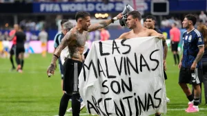 FIFA World Cup: Argentine players brandish political Falklands flag after England