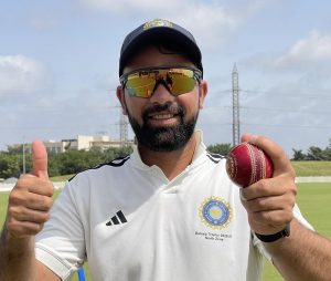North Zone's Abid Mushtaq after winning the the Duleep Trophy 2026 Quarterfinal 2 against West