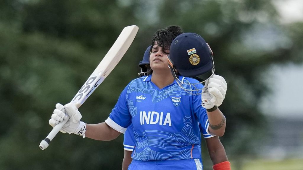 Shafali Verma slammed her maiden T20I century to power India into the final of women's cricket