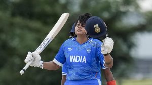 Shafali Verma slammed her maiden T20I century to power India into the final of women's cricket
