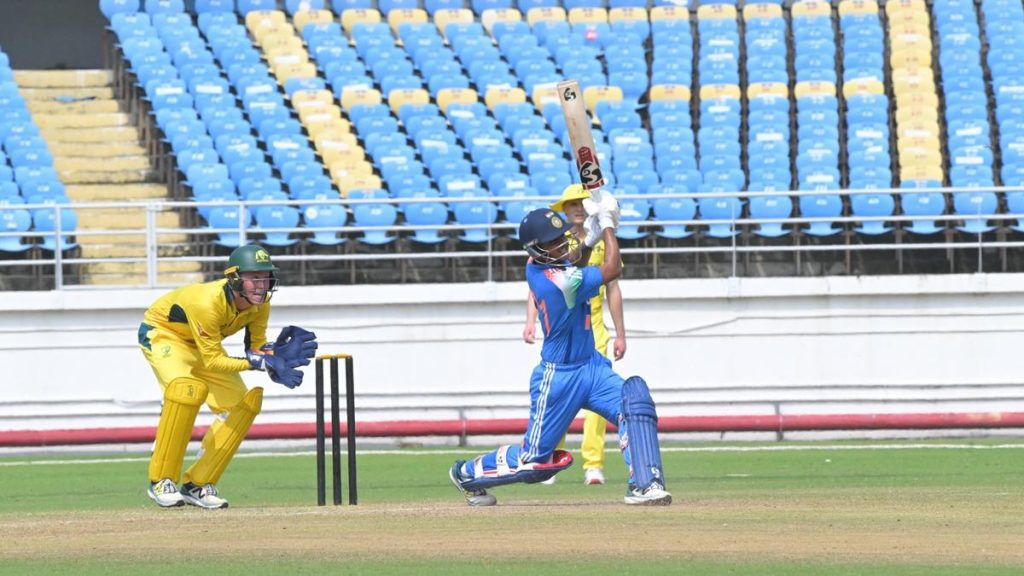With India u-19 precariously placed at 88 for four, he scored 54 off 34 balls before returning
