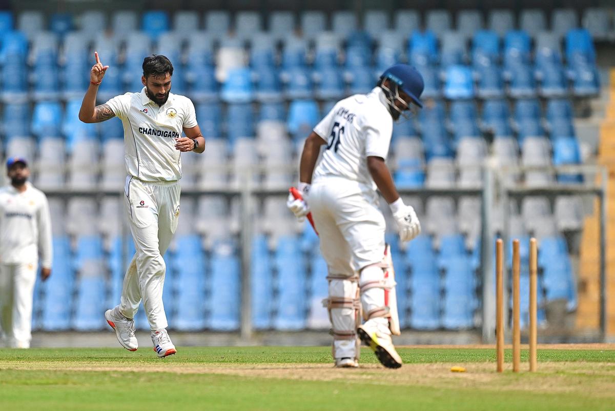 Mumbai’s Musheer Khan in action during the first day of the Ranji Trophy match