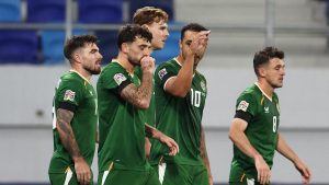 Ireland players again wore black armbands and bowed their heads during the Israeli national